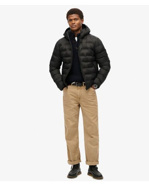 Superdry Black & Co Hooded Quilted Puffer Coat for men