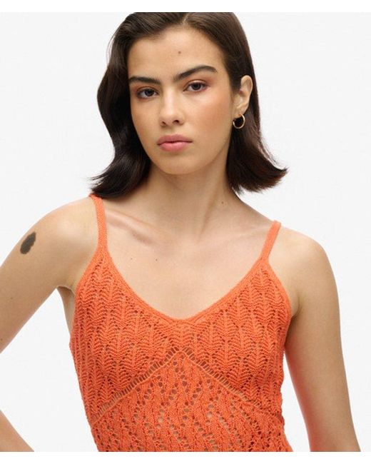 Superdry Orange & Co Cotton Crochet Cami Mini Dress