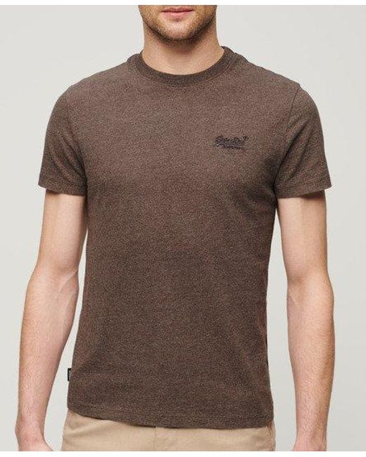 Superdry Brown Organic Cotton Essential Logo T-shirt for men