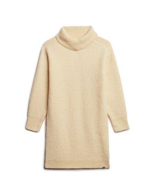 Robe pull en tricot à col roulé Superdry en coloris Natural