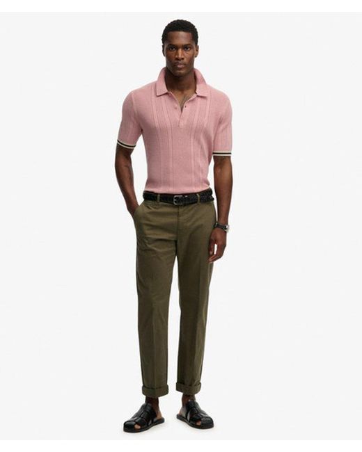 Superdry Pink & Co Knitted Texture Short Sleeve Polo Shirt for men