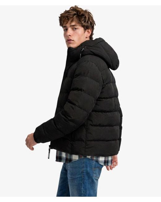 Superdry Black & Co Hooded Sports Puffer Jacket for men