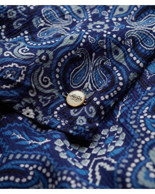 Superdry Blue Printed Wrap Midi Dress