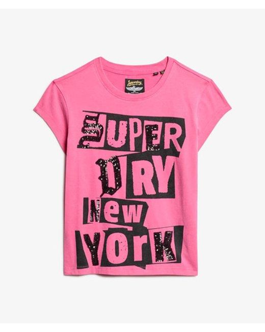 Superdry Red & Co Embellished Punk Cap Sleeve T-shirt