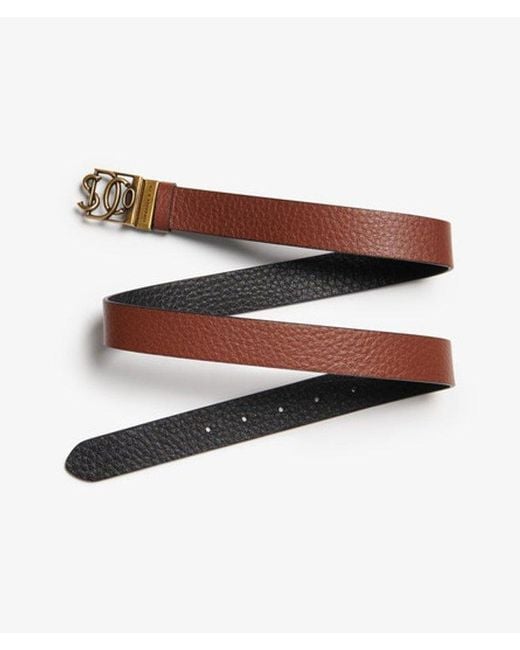 Superdry Brown Monogram Leather Belt