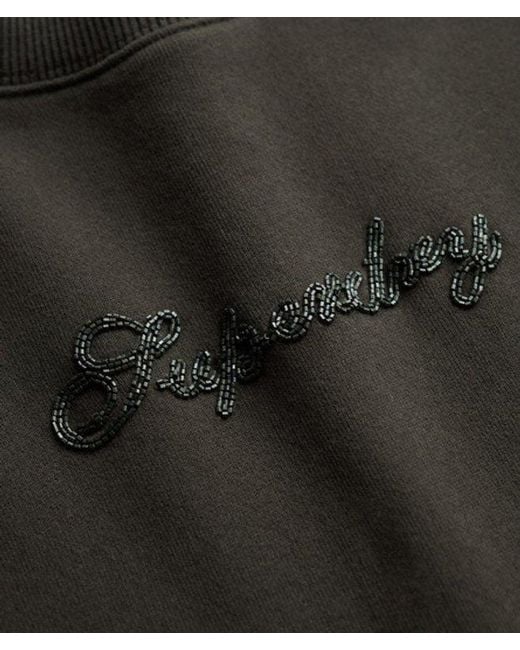 Superdry Script Brand Losse Crew Sweatshirt in het Black