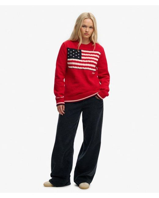 Superdry Red & Co Athletic Essentials Americana Flag Crew Knit