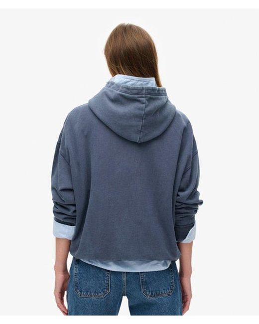 Superdry Blue & Co Athletic Essentials Applique Oversized Hoodie