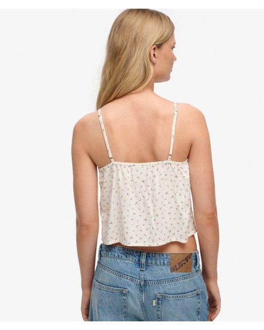 Femme Top À Bretelles Imprimé Taille Superdry en coloris White