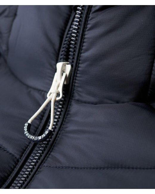 Superdry Blue Ladies Slim Fit Chevron Hooded Fuji Padded Jacket