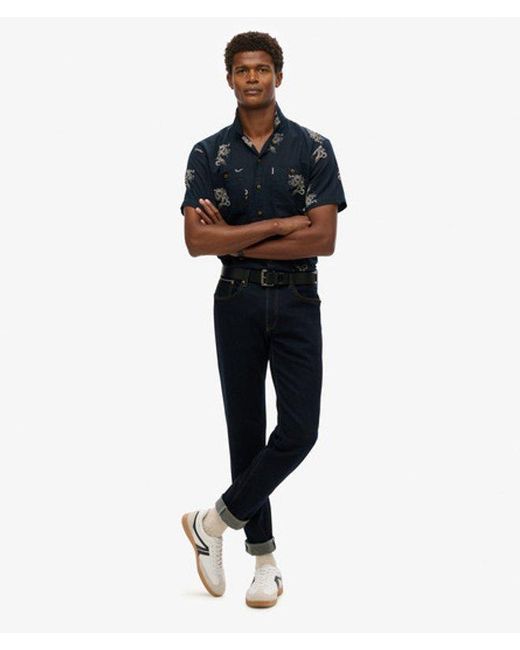 Superdry Blue Short Sleeve Beach Shirt - Size: L for men