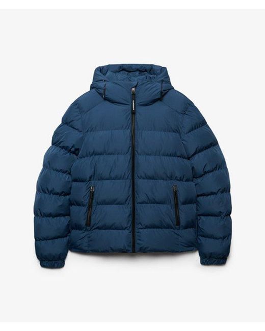 Superdry Blue & Co Hooded Sports Puffer Jacket for men