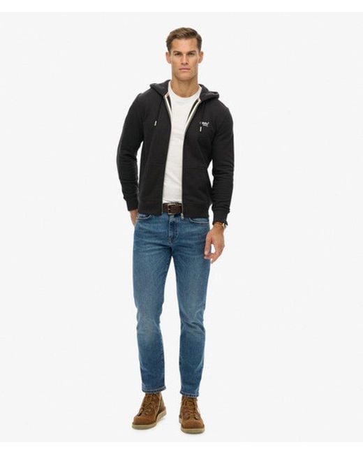 Superdry Black Essential Logo Zip Hoodie Half Brushed for men