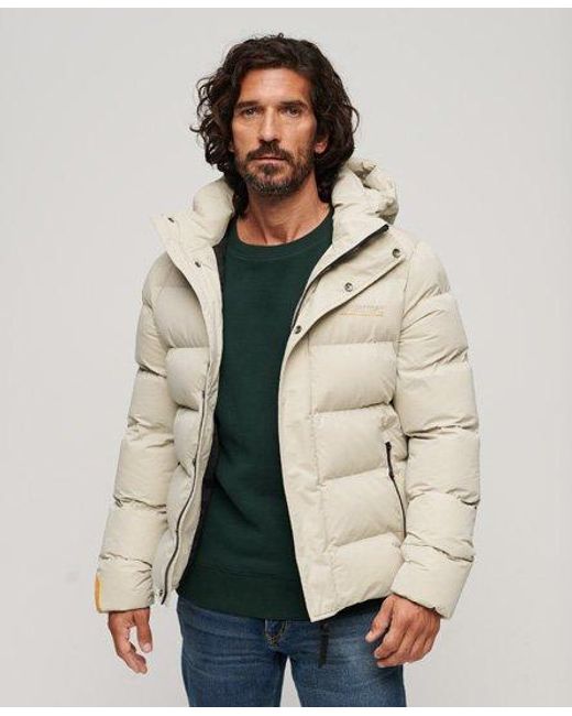 Superdry Natural Hooded Microfibre Sports Puffer Jacket for men