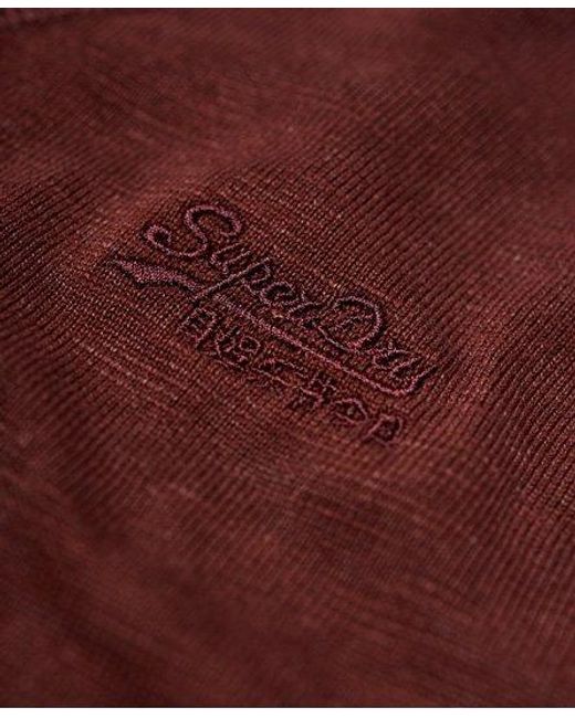 Superdry Red Garment Dye L.A. Crew Jumper Washed Dark Port for men