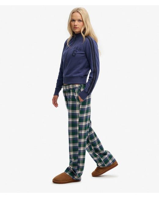 Superdry Blue & Co Cotton Check Elastic Trousers
