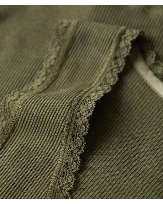 Superdry Green & Co Athletic Essentials Vintage Lace Trim Vest Top
