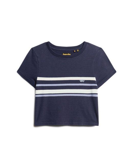 Superdry Blue & Co Vintage Stripe Crop T-shirt