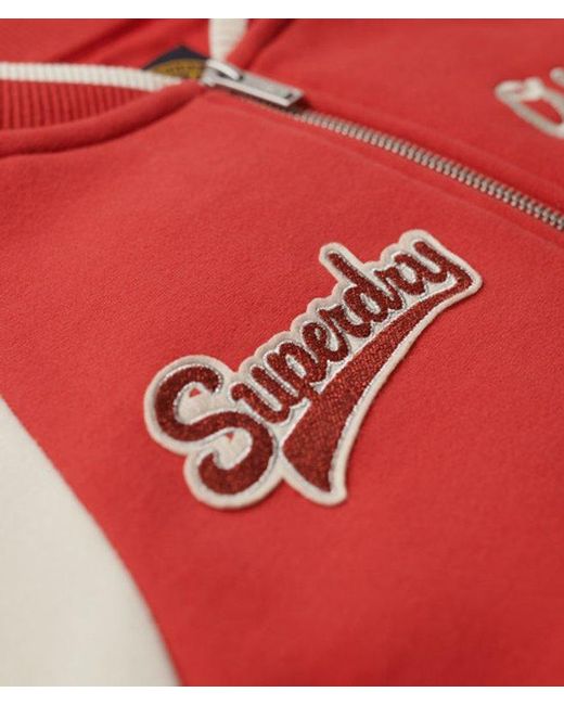 Superdry Red & Co College Graphic Jersey Bomber