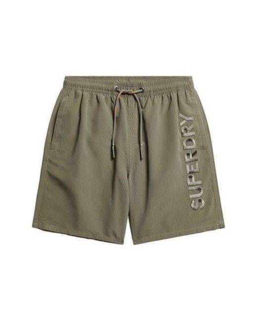 Superdry Green Premium Embroidered 17-inch Swim Shorts for men