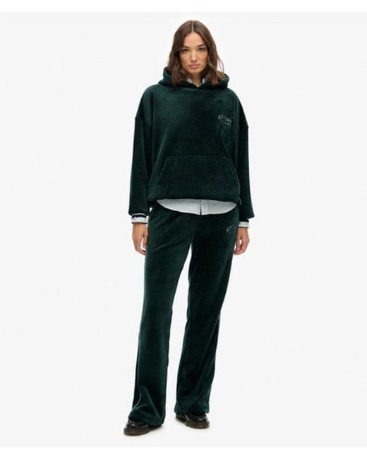 Superdry Green & Co Country Club Velour Relaxed Hoodie