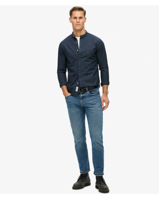 Superdry Blue & Co The Merchant Store Micro Texture Grandad Shirt for men