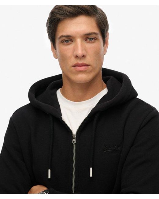 Homme Sweat À Capuche Zippé Logo Vintage Brodé Taille Superdry pour homme en coloris Black