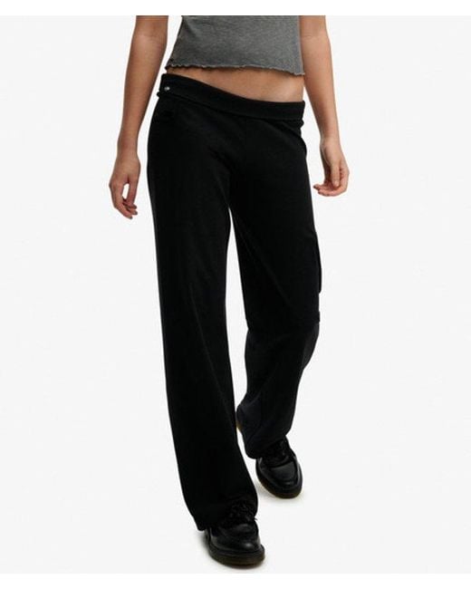 Superdry Black Athletic Essentials Fold Over Joggers