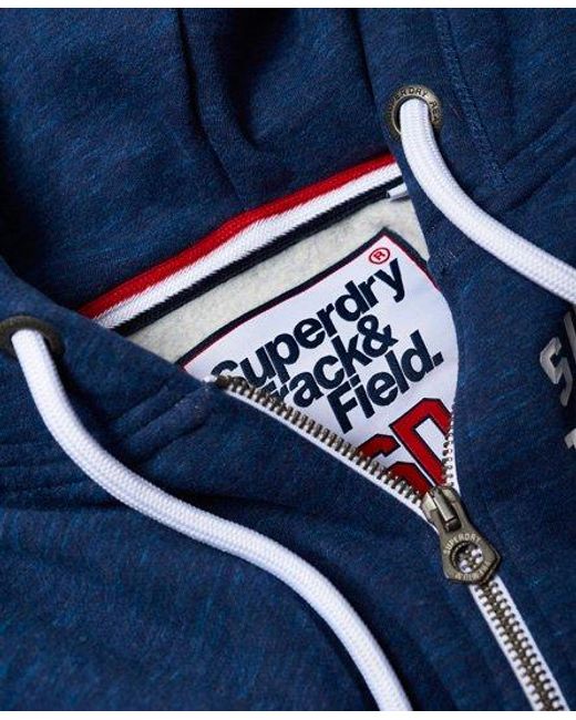 Superdry Blue Track & Field Zip Hoodie Prussian Marl for men