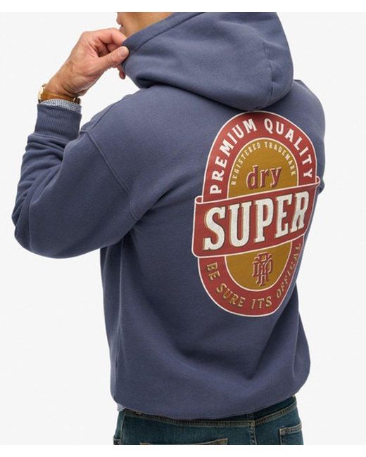 Superdry Blue & Co Tap Room Oversized Hoodie for men