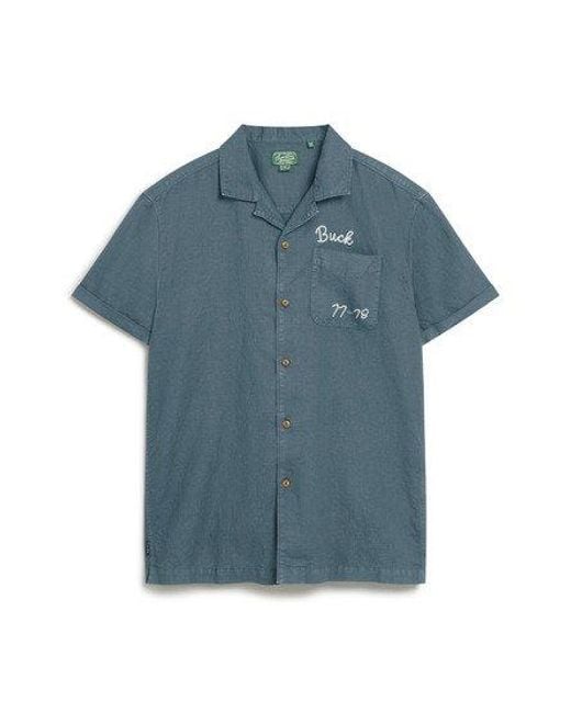Superdry Blue Resort Short Sleeve Shirt for men