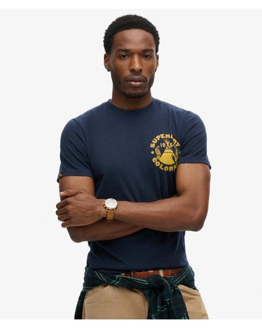 Superdry Blue Graphic Print Outdoor T-shirt for men