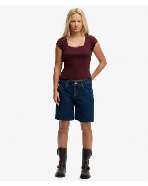 Superdry Red Athletic Essentials Square Neck T-Shirt