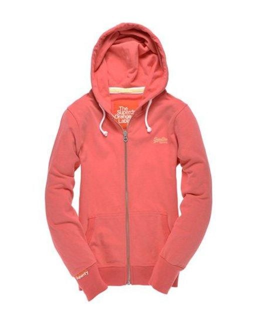Superdry Red Lite Zip Hoodie Fiesta