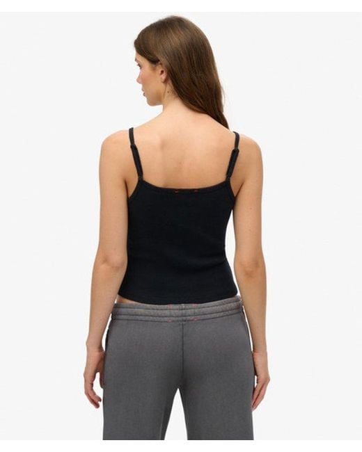 Superdry Athletic Essentials Cami Top Slanke Pasvorm in het Black