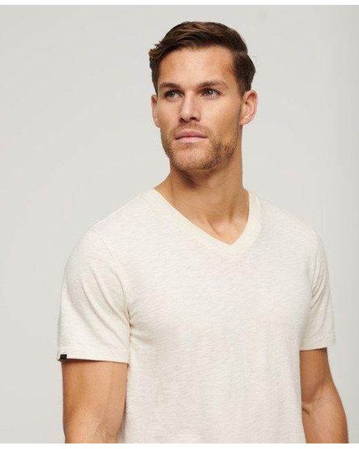Superdry White V-neck Slub Short Sleeve T-shirt for men