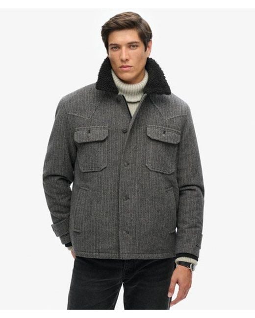 Superdry Gray The Merchant Store- Wool Chore Jacket for men