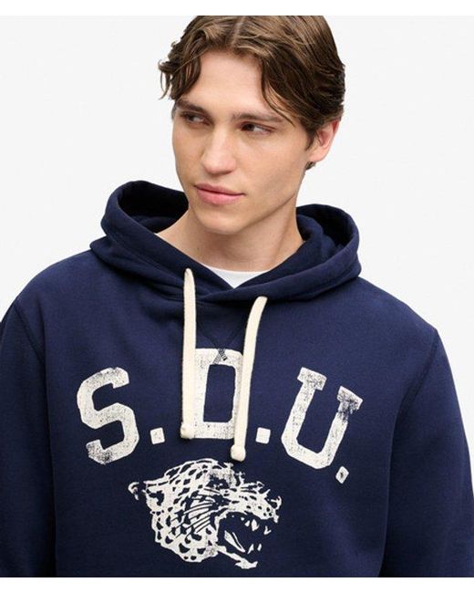 Superdry Blue & Co Athletic Essentials Hoodie for men