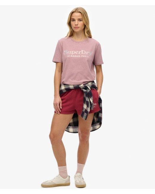 Superdry Pink & Co Venue Metallic Relaxed T-shirt