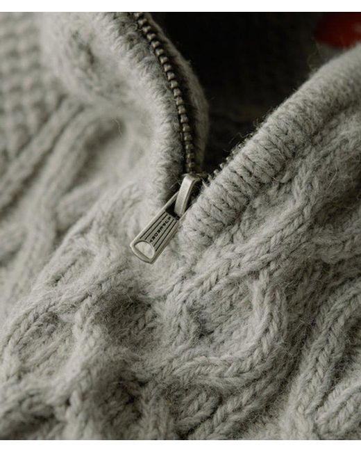 Superdry Gray & Co Jacob Cable Knit Half Zip Jumper for men
