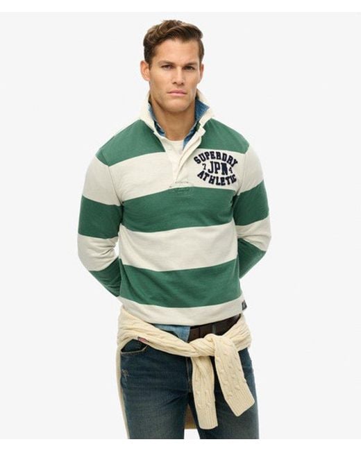 Superdry Green Vintage Athletic Rugby Shirt for men