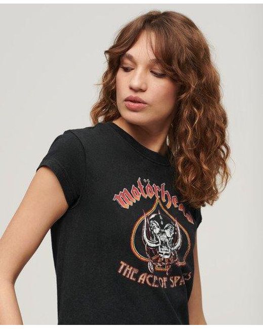 Superdry Black Motörhead X Cap Sleeve Band T-shirt