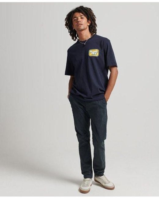 Superdry Blue Cooper Retro 70S Graphic T-Shirt Darkest for men