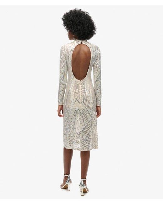 Superdry White & Co Open Back Long-sleeved Midi Dress