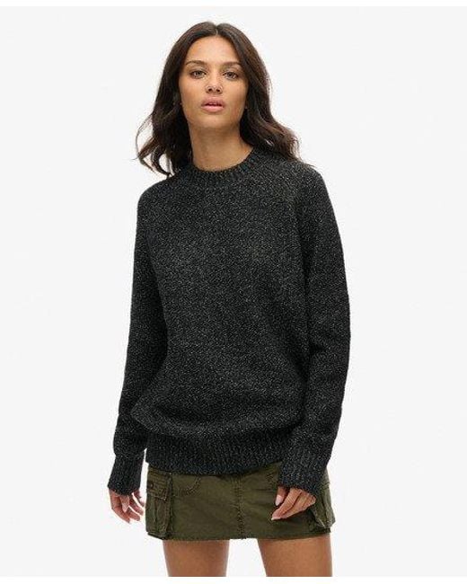 Superdry Oversized Grove Trui Met Raglanmouwen in het Black