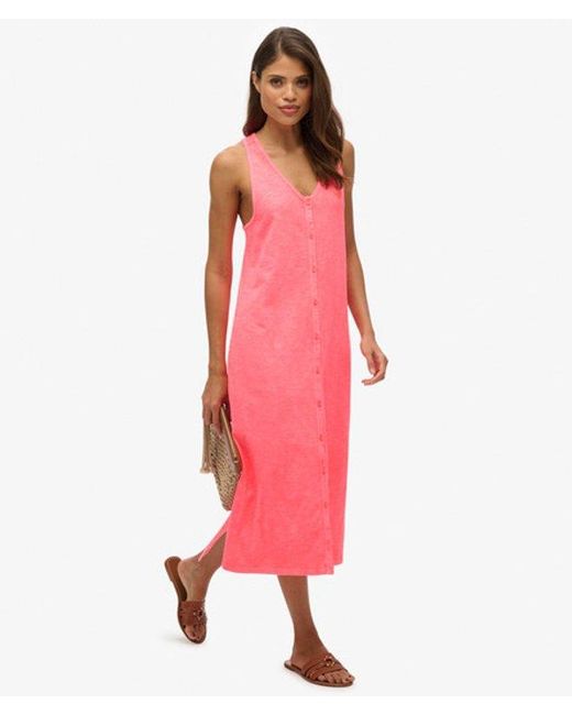Superdry Pink & Co Beach Jersey Midi Dress