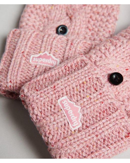 Superdry Pink & Co Classic Cable Knit Gloves