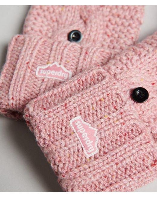 Superdry Pink & Co Classic Cable Knit Gloves