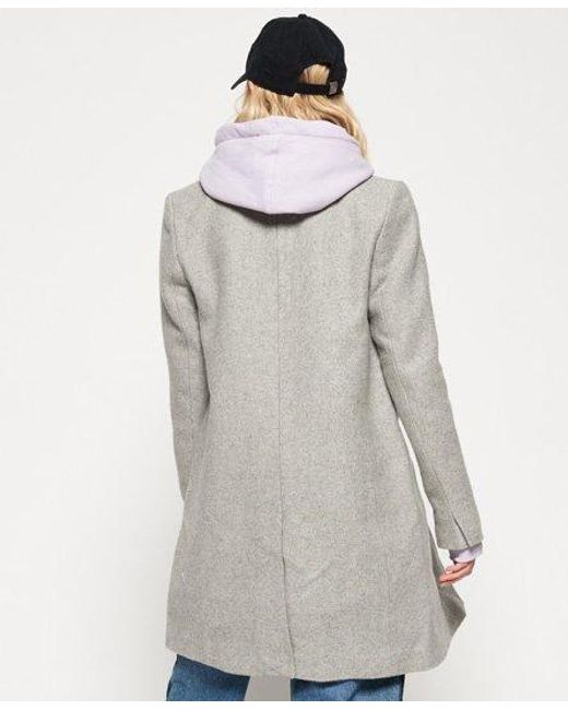 Superdry Gray Sofia Wool Coat