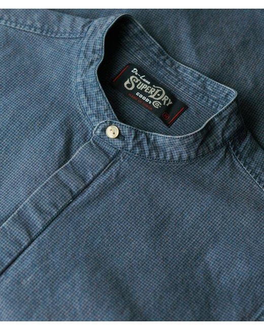 Superdry Blue & Co The Merchant Store - Indigo Henley Shirt for men